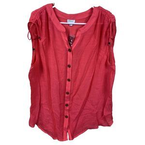 Avenue Blouse Womens 18/20 Pink Sleeveless Button Up Tunic Shirt Lightweight NEW